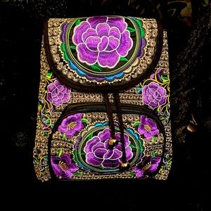 Floral Embroidered Backpack